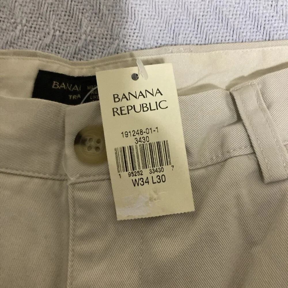 NEW Banana Republic Pants Men's 34x30 The Traveler Chino Jeans Slim Fit White